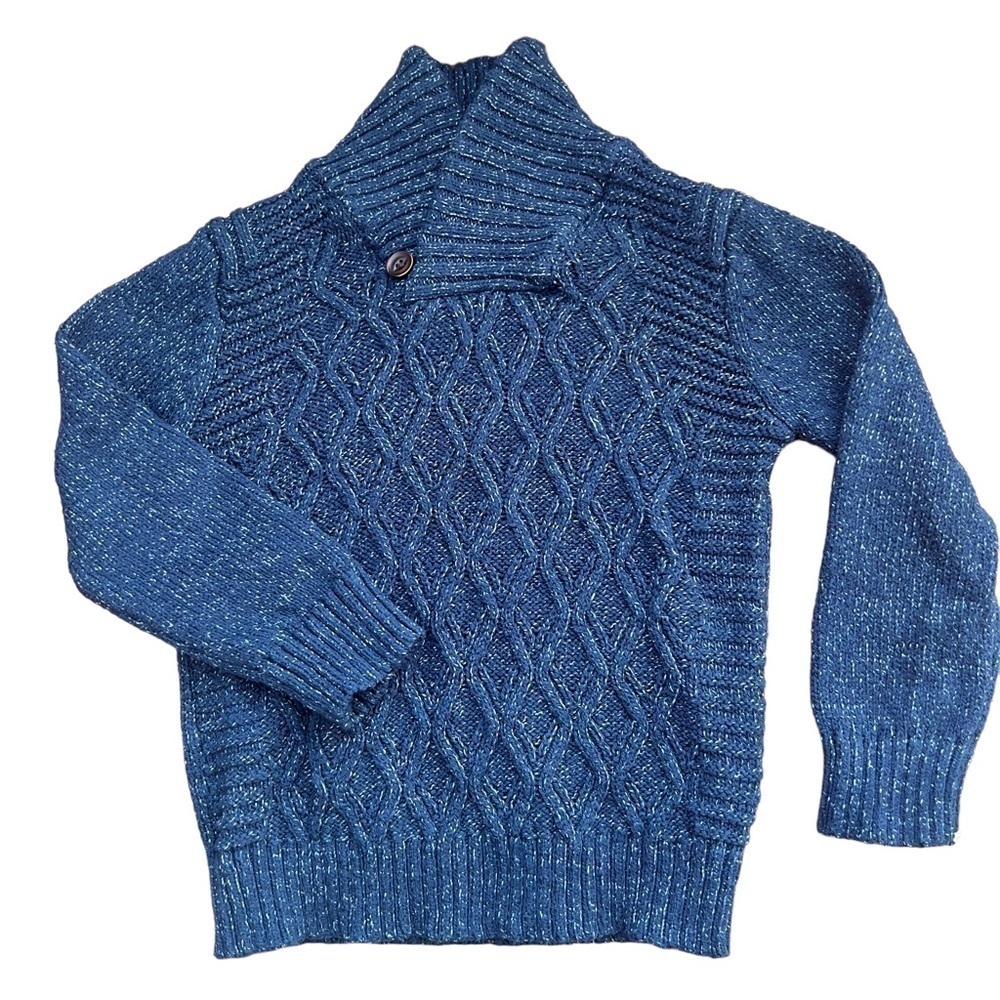 Cat & Jack Toddler Boy Blue Cotton Collared Knit Sweater size 3